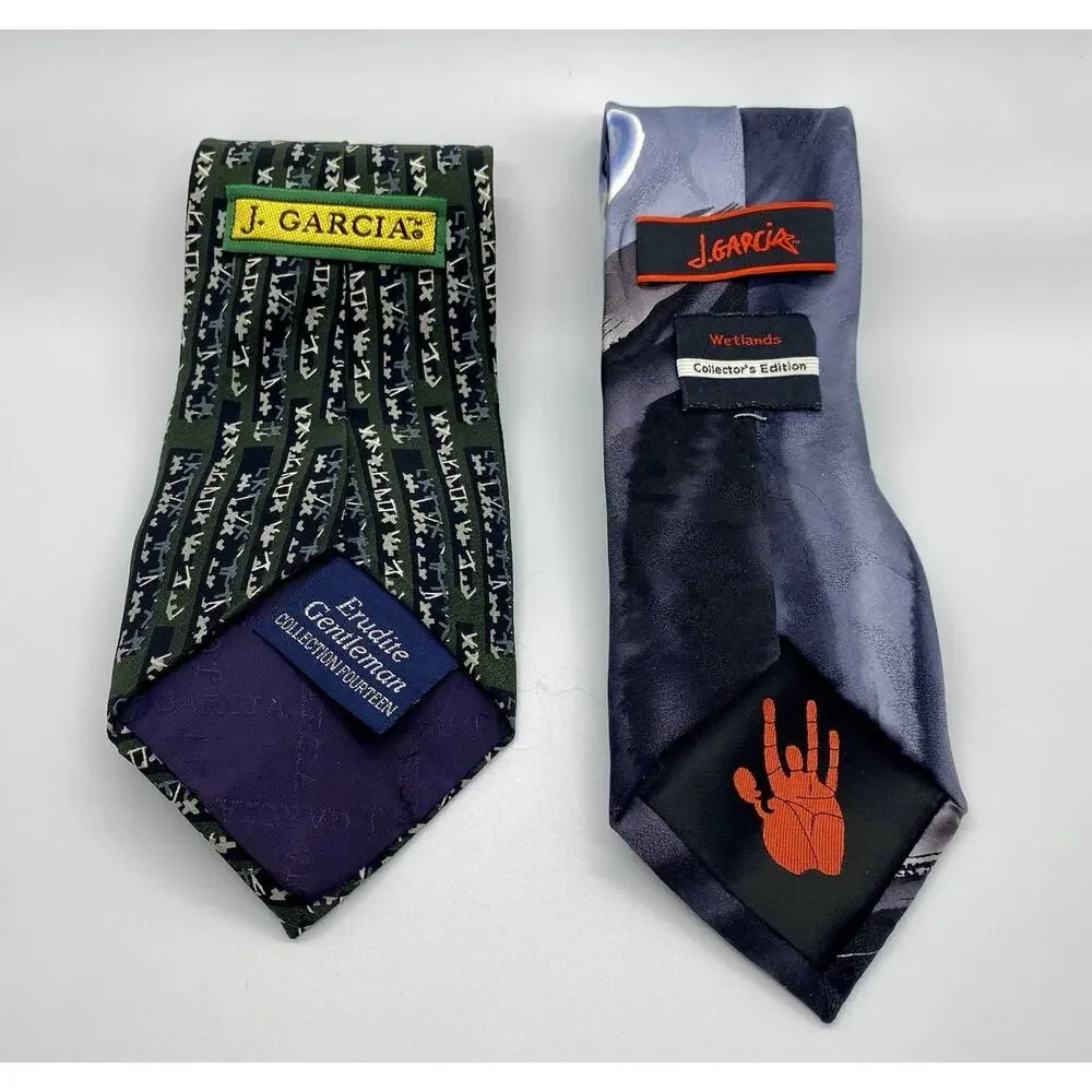 J Garcia Silk Ties Lot of 5: Wetlands, Overlooking The Desert, Geometric